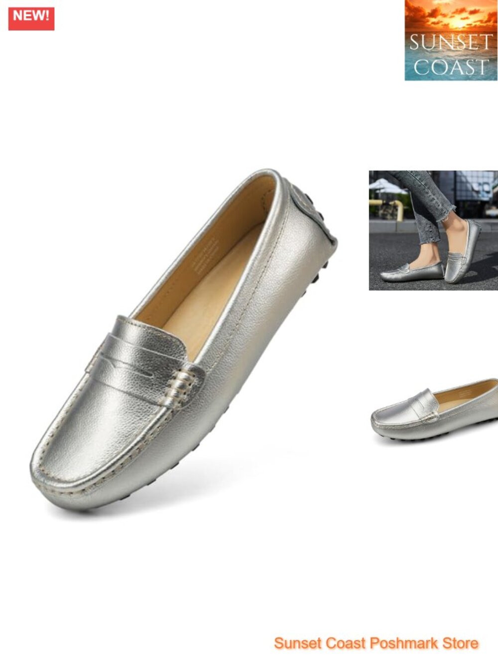 Genuine Leather Penny Loafers Slip-Ons Comfort Walking Flats